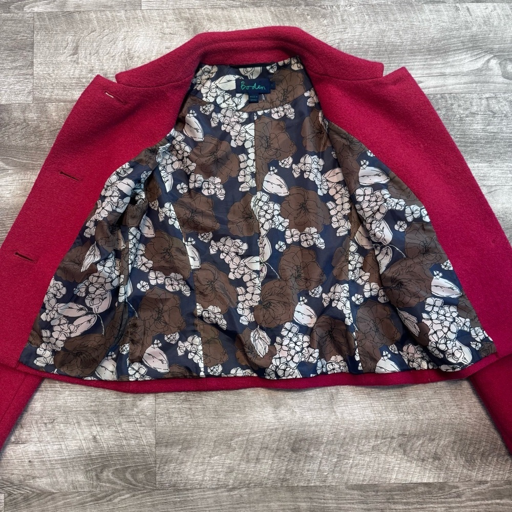 Boden Kids 100% Wool Front Button Peter Pan Collar Girls Red Coat Sz. 10 - Picture 5 of 8